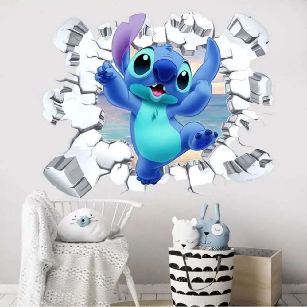 MINISO Cartoon Lilo & Stitch Wall Stickers For Kid's Room Kindergarten Living Room Bedroom Wall Decoration Animated Poster