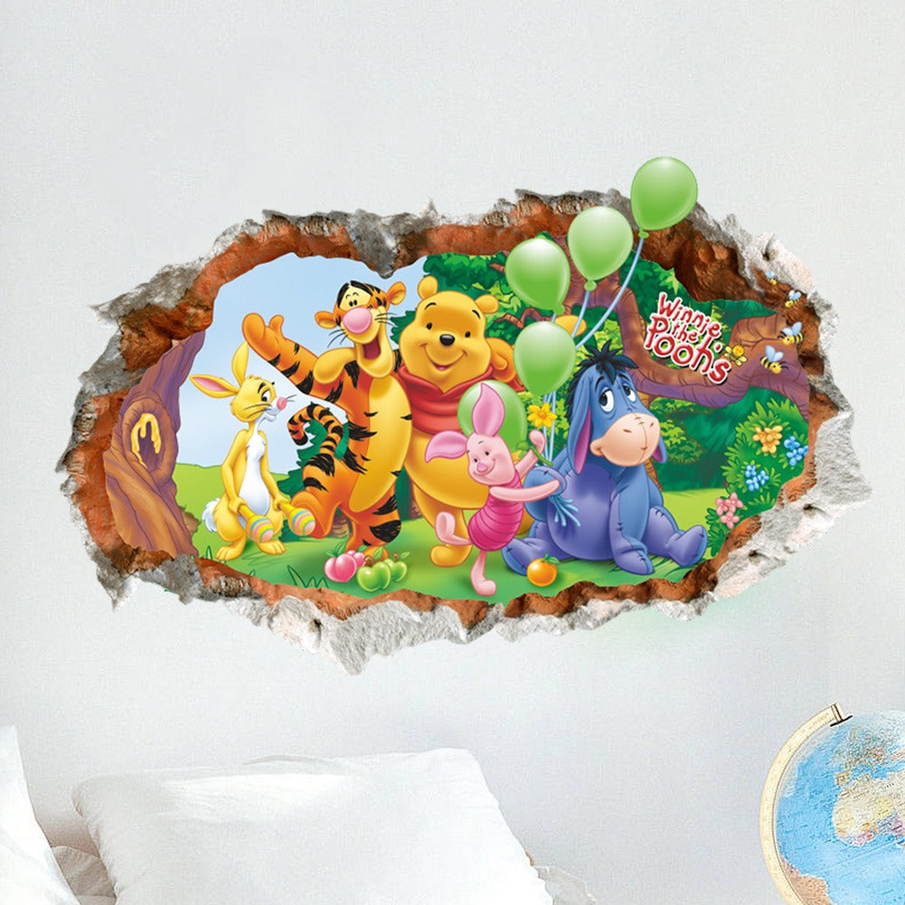 3D broken wall children's room bedroom background wall sticker waterproof and removable