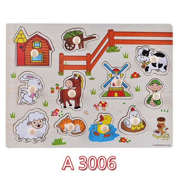 30cm Wooden Toys Jigsaw Puzzle Hand Grab For Kid Early Educational Toys Baby Toy