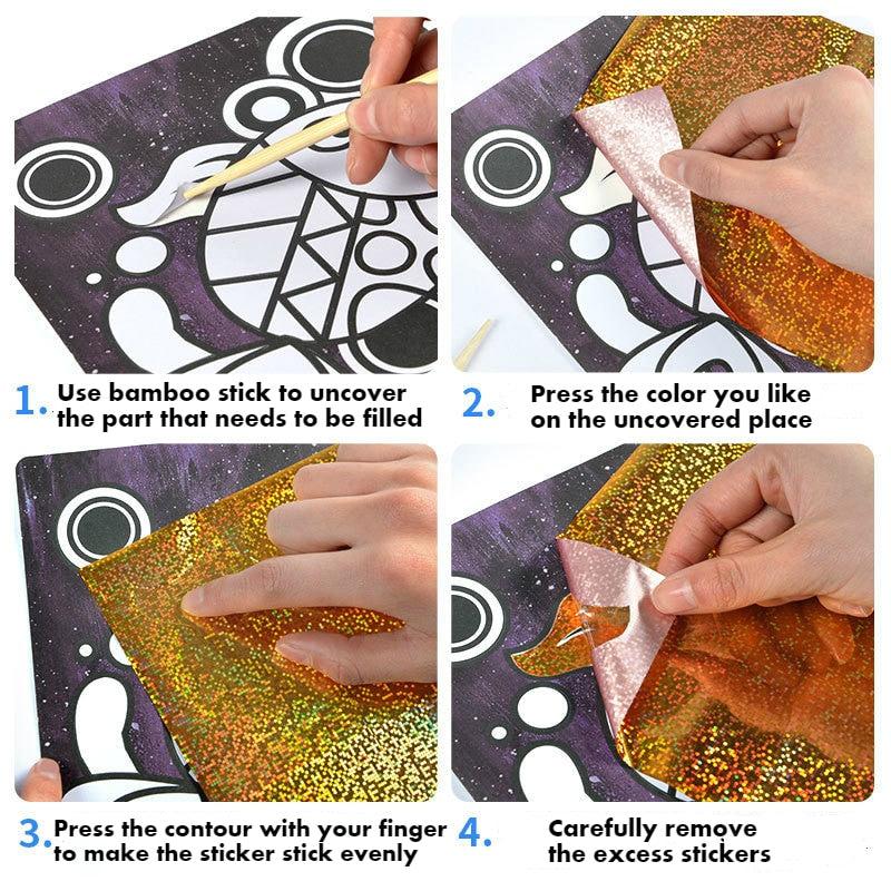 DIY Cartoon Magic Transfer Painting Crafts For Kids Arts And Crafts Toys For Children Creative Educational Learning Drawing Toys