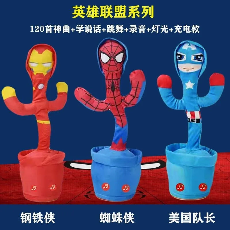 Marvel Avengers Dancing Cactus Electronic Spider-Man Toy Cartoon Plush Doll Can Sing and Dance Voice Interactive Birthday Gift