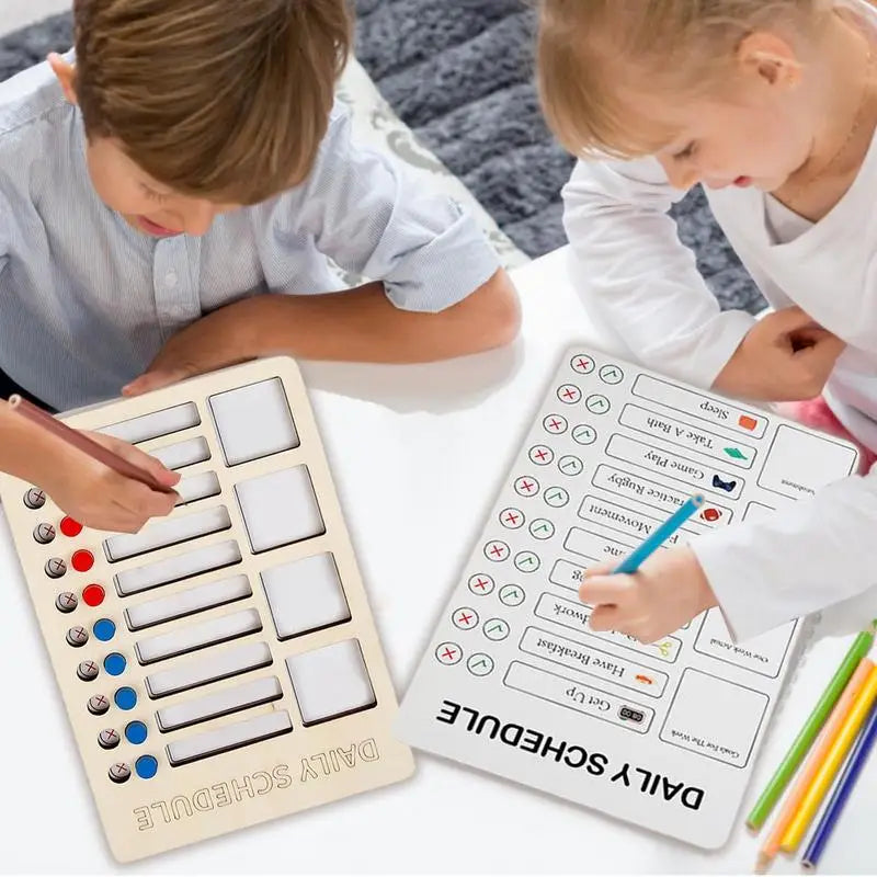 Self-Discipline Chart Routine Planning Punch Cards For Children Wooden Material Daily Checklist Board For Work Area RV Dormitory