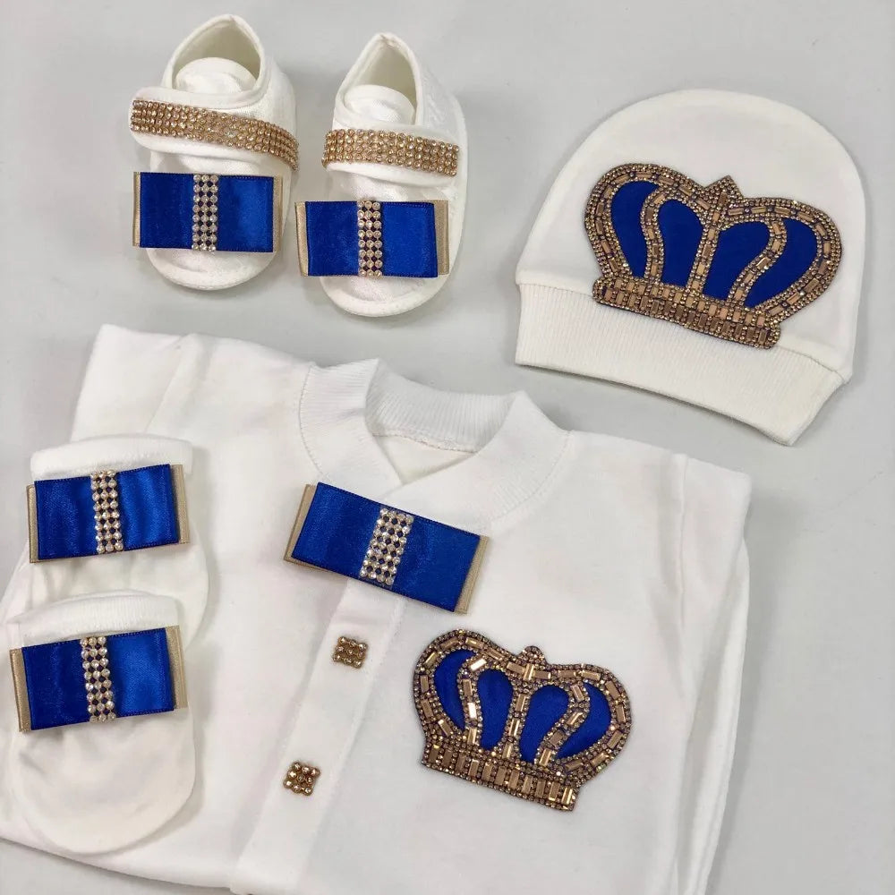 Dollbling Emerald Gold Crystal Luxury Baby Bling Romper Set My 1st Christmas Photography 4pcs Romper Hat Mittens Shoes Set