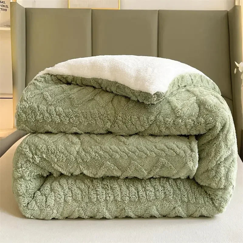 Soft Super Thick Winter Warm Blanket Artificial Lamb Cashmere Weighted Blankets for Beds Cozy Thicker Warmth Quilt Comforter