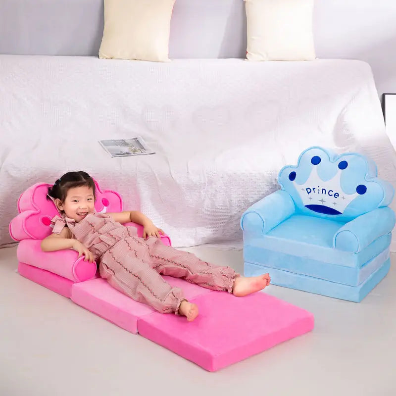 Kids Couch Children Sofa Cover Cartoon Lazy Folding Small Sofas Bed Girl Princess Baby Toddler Dual-purpose Kids Chair Furniture