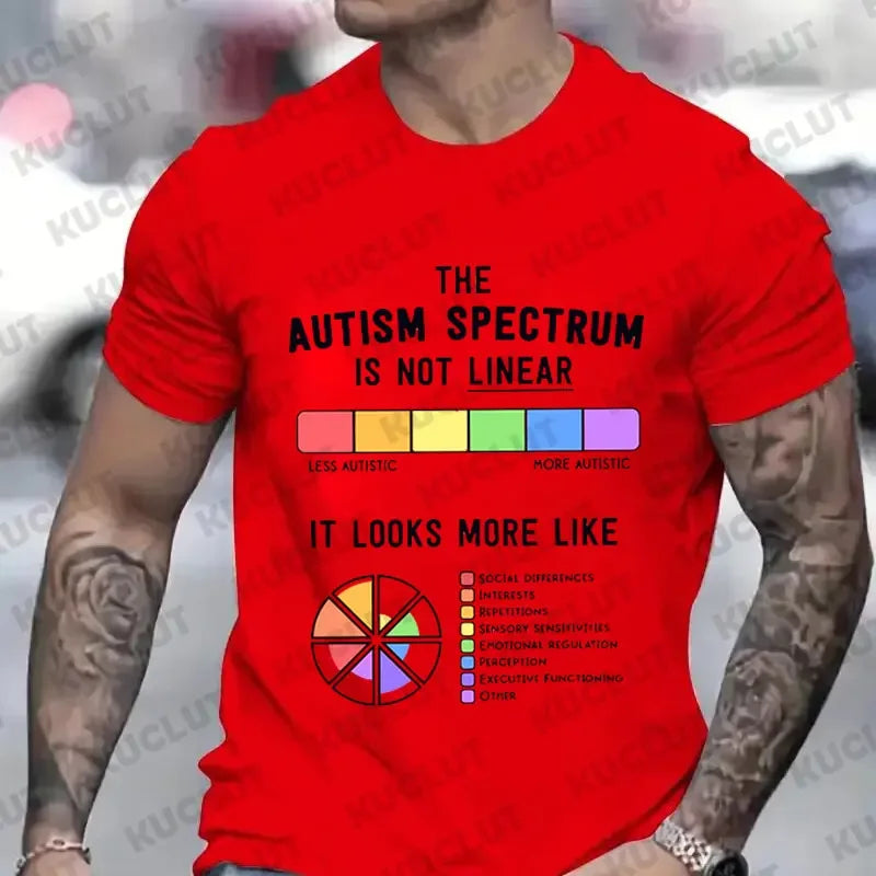 T Shirt for Men Summer  Tops Autism Spectrum Tshirts O-neck Men Clothing Autism Awareness Men Tee Shirts Plus Size Male Clothes