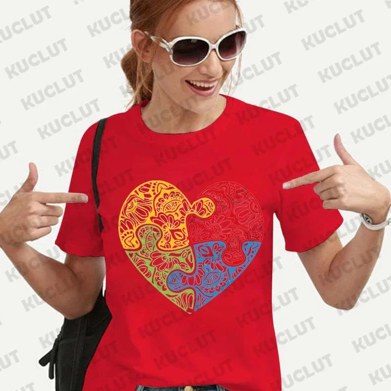 Autism Accept Love Shirt for Women Neurodiversity T-shirts Autism Awareness Tshirt Everyone Communicate Differently Tee Y2k Tops