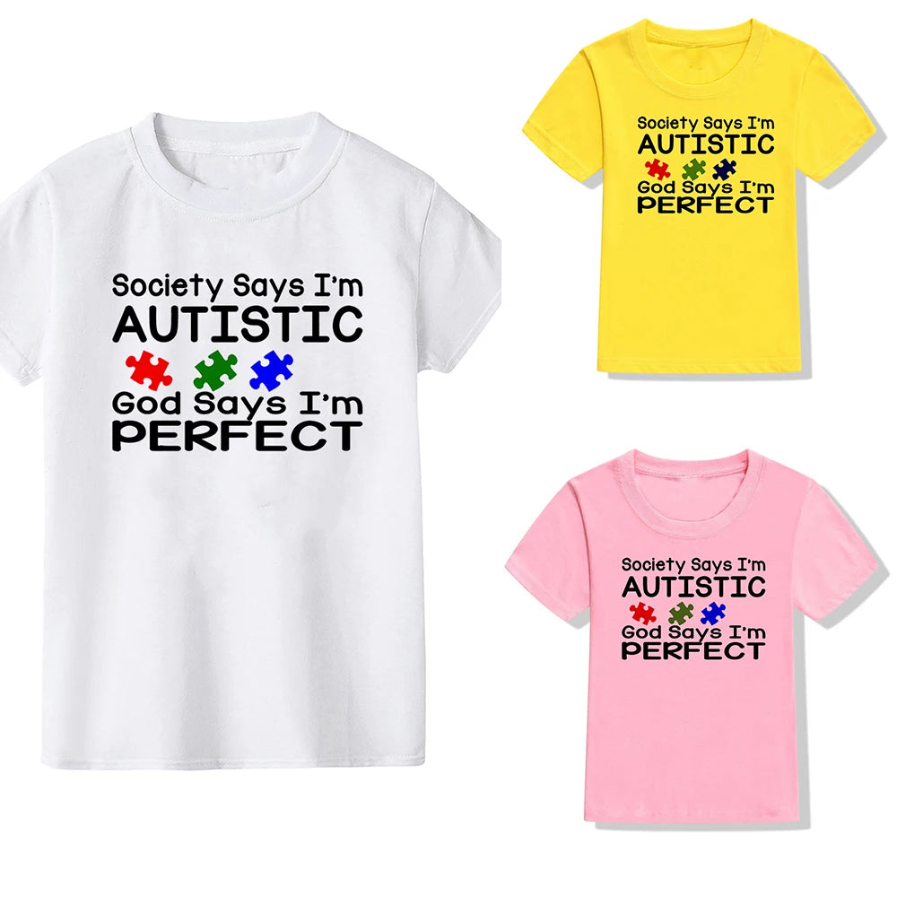 Autism Awareness Shirt Society Says I'm Autistic T Shirt Autism TShirt Puzzle Piece Autism Gifts for Youth Kids