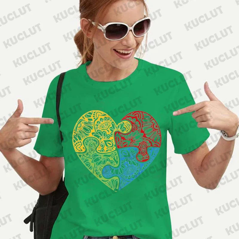 Autism Accept Love Shirt for Women Neurodiversity T-shirts Autism Awareness Tshirt Everyone Communicate Differently Tee Y2k Tops