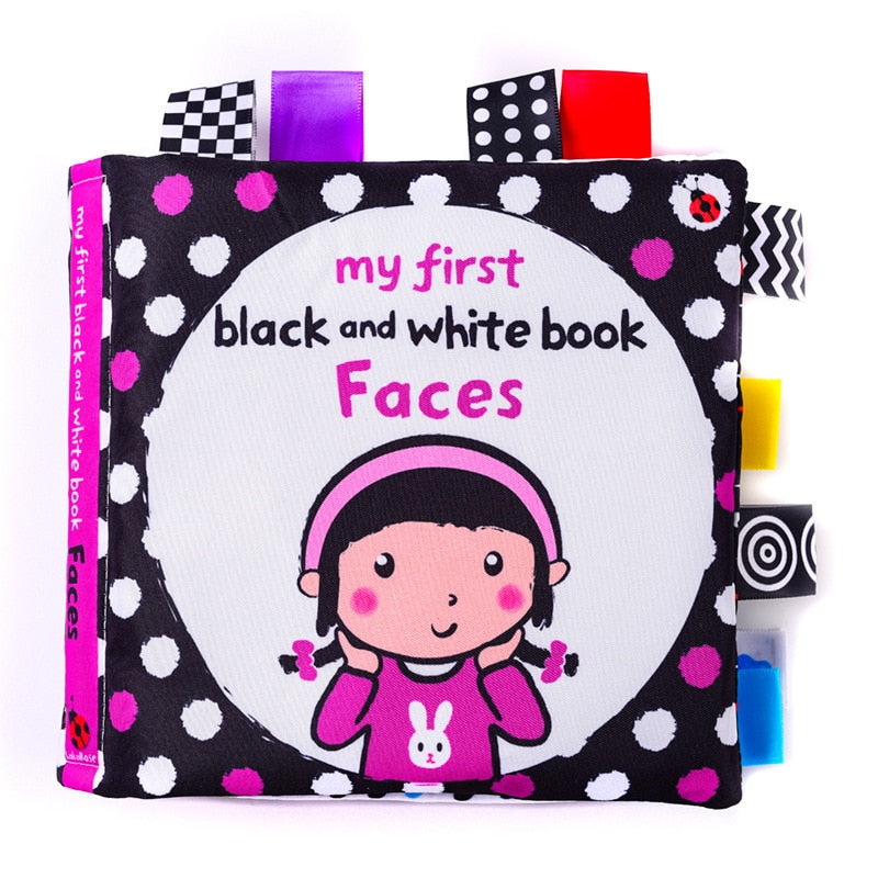 LakaRose Baby Black and White Label Cloth Book Newborn Infant Early Education Books Cloth Quiet Books