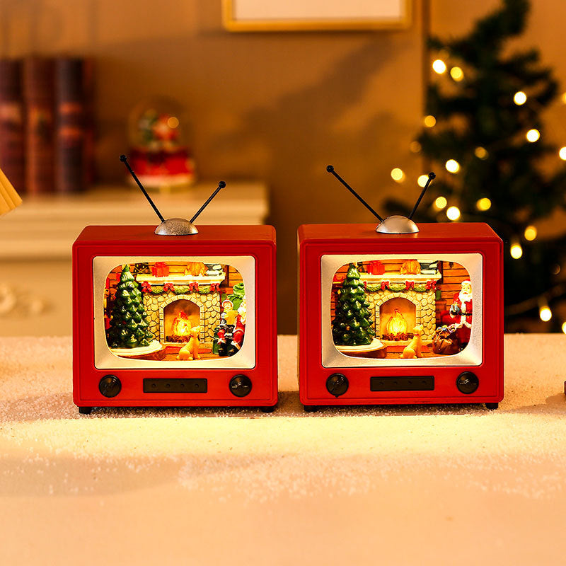 Christmas gifts will spin with music, resin TV, desktop ornaments, Christmas decorations