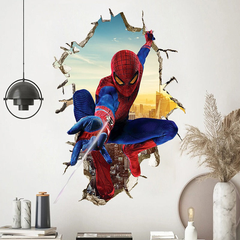 3D Transcendent Wall Spider Man Wall Stickers Living Room Decoration Background Wall Stickers Removable