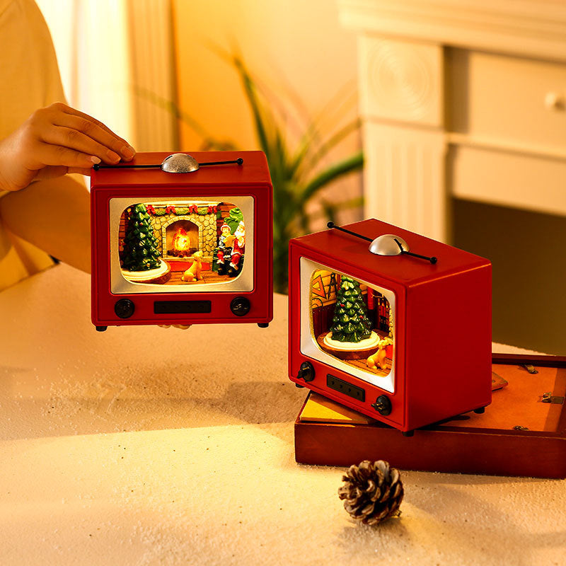 Christmas gifts will spin with music, resin TV, desktop ornaments, Christmas decorations