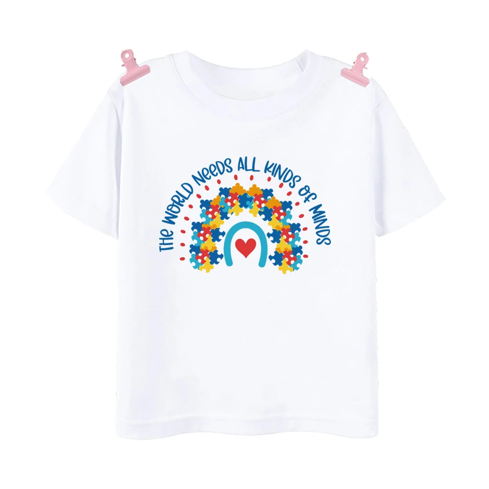 Love Need No Words Print T-shirt Tops Autism Awareness Shirt Autism Kids TShirt Puzzle Piece Autism T Shirt Gifts for Children