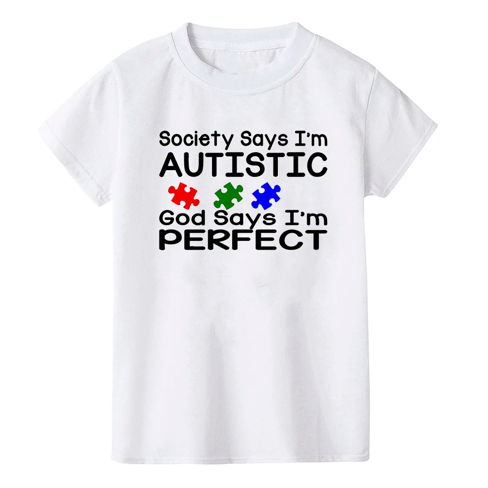 Autism Awareness Shirt Society Says I'm Autistic T Shirt Autism TShirt Puzzle Piece Autism Gifts for Youth Kids