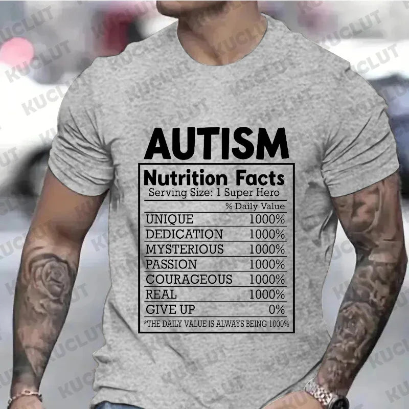 Men Clothing Autism Nutrition Shirt for Women Men Autism Awareness Month T-shirts Autism Quote Summer Tees Acceptance Y2k Tops