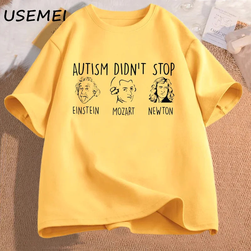 Autism Didn't Stop T-Shirt Women Men Funny Grpahic Tees Autism Teacher T Shirt Casual Cotton Short Sleeve Tshirts Streetwear