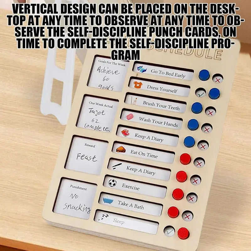 Self-Discipline Chart Routine Planning Punch Cards For Children Wooden Material Daily Checklist Board For Work Area RV Dormitory