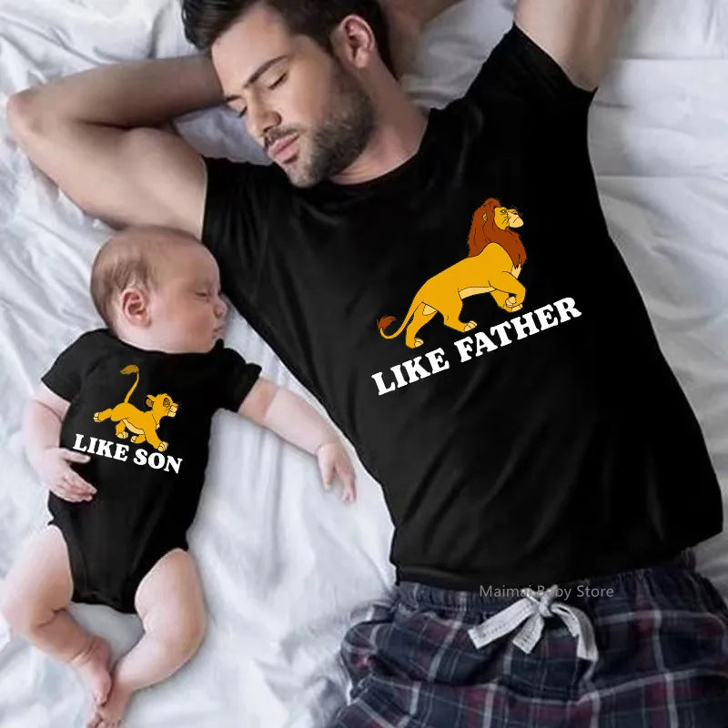 New Disney The Lion King Shirts Like Father Like Son Family Matching Outfits Cotton Daddy and Me Simba Mufasa Tshirt Dad Gifts