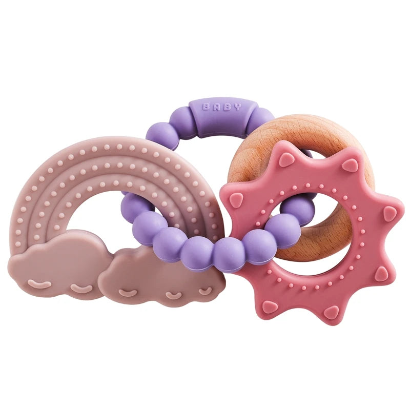 1pc Silicone Teether,Food Grade Baby 0-12 Toys,Teething Ring Sensory Toys for Toddlers,Silicone Animal Soothing Toys Accessories