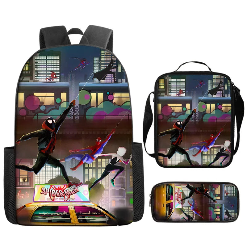 3pcs/set Kids Spiderman School Bags For Boys Girls 16inch Marvel Superhero Backpack Children Primary Book Bag Schoolbag