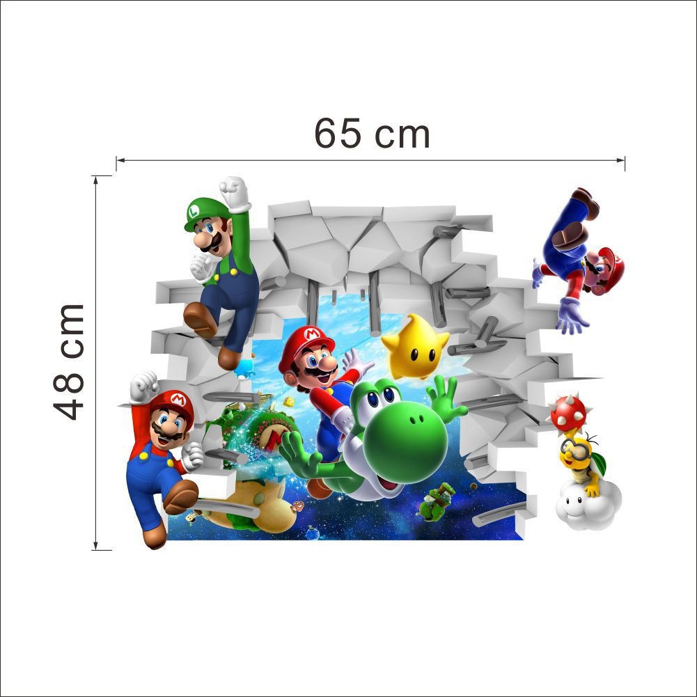 Mario Wall Sticker Children's 3D  Wall Sticker Super Mary Decorative Painting