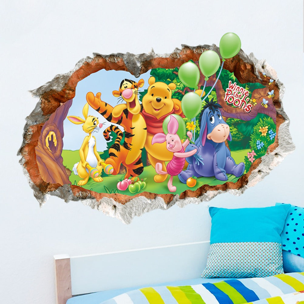 3D broken wall children's room bedroom background wall sticker waterproof and removable