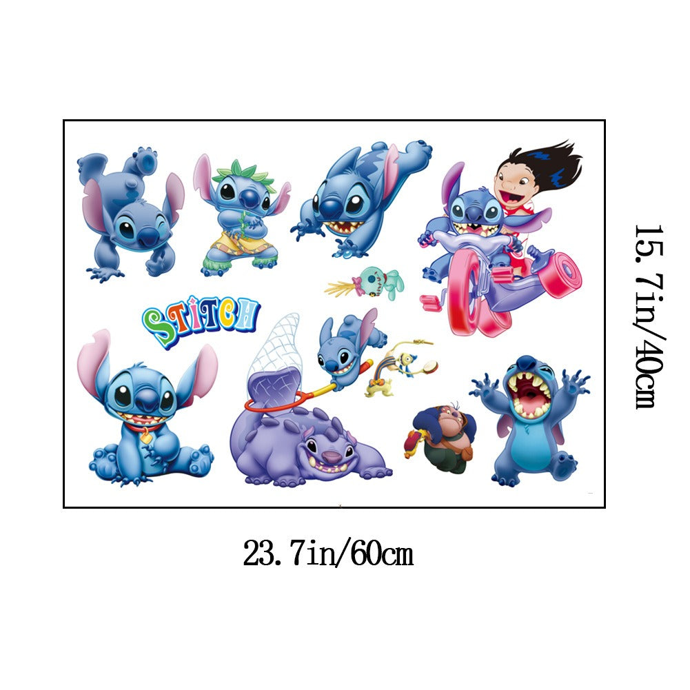 Stitch Children's Room Decoration Wall Stickers Self Adhesive Cartoon Stitch Broken Wall Baby Room Stickers