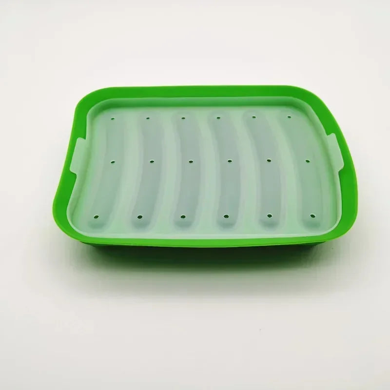 Silicone Food Grade Sausage Mould 6 Cavity Homemade Ham Hot Dog Making Tray Household Cake Baking Molds with Lid Kitchen Tools