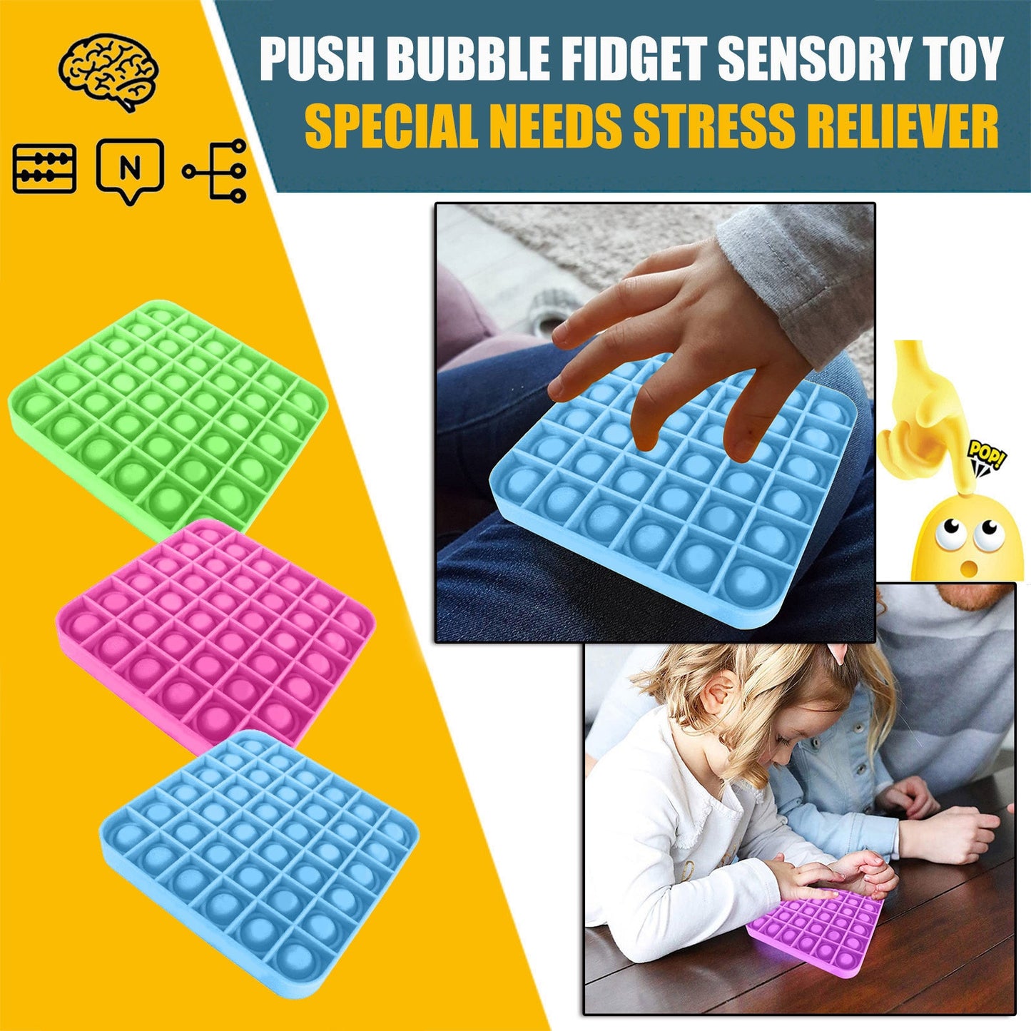 Push Pops Bubble Sensory Toy Autism Needs Squishy Stress Reliever Toys Adult Kid Funny Anti-stress Pops It Fidget Reliver Stress