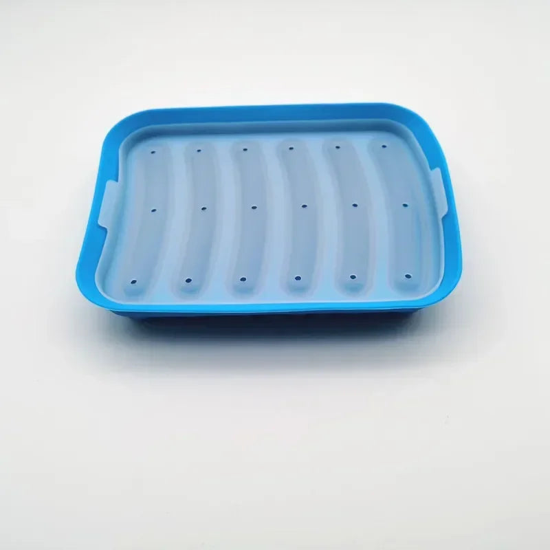 Silicone Food Grade Sausage Mould 6 Cavity Homemade Ham Hot Dog Making Tray Household Cake Baking Molds with Lid Kitchen Tools