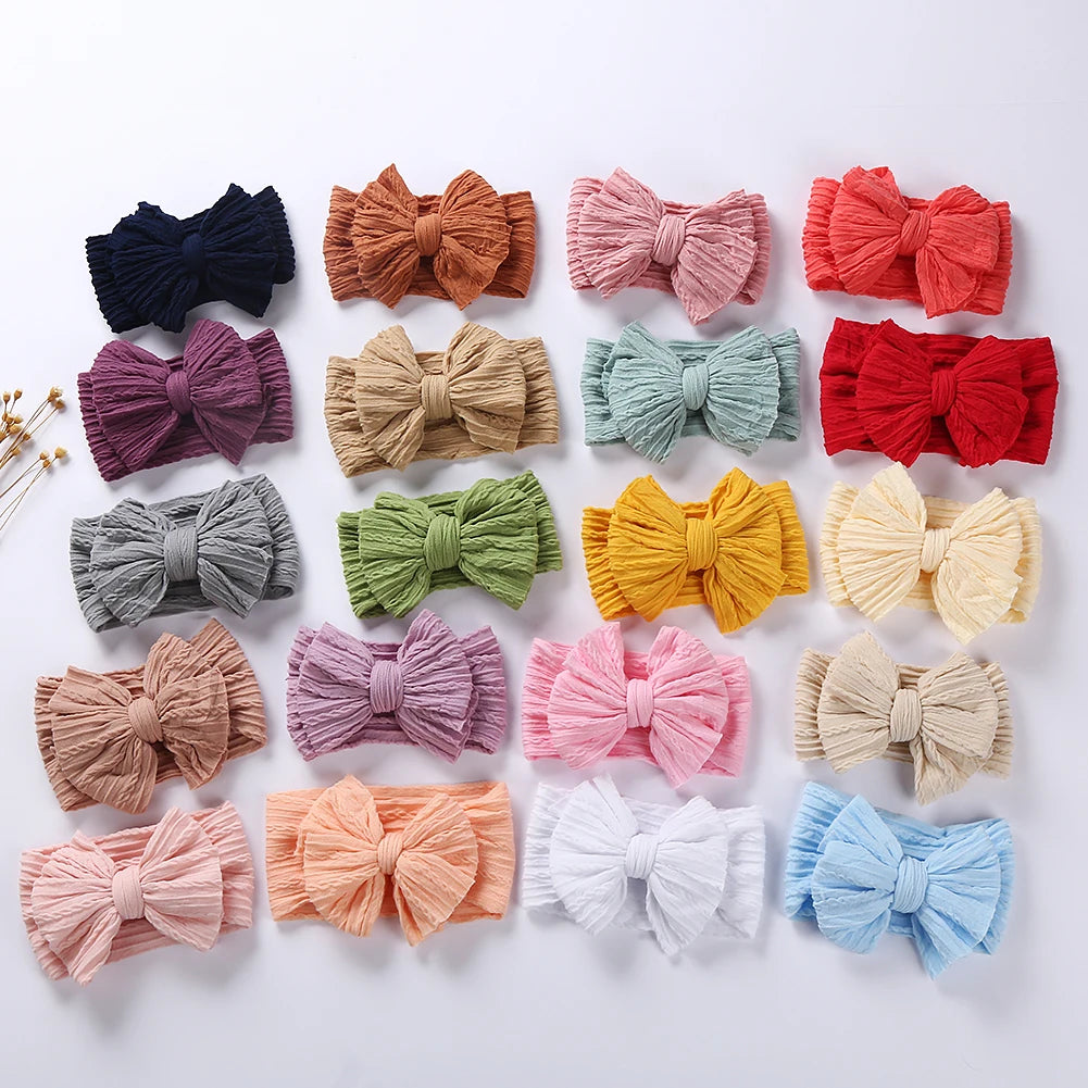 Solid Cable Bow Baby Headband for Child Nylon Layers Headwear Kids Elastic Turban Headwraps Newborn Boys Girls Hair Accessories