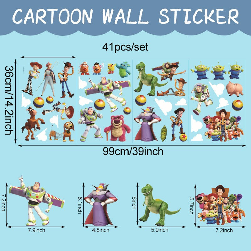 Toy Story Children's Bedroom Wall Sticker Self adhesive PVC 3D Broken Wall Cartoon Anime Movie Graffiti Poster Wallpaper