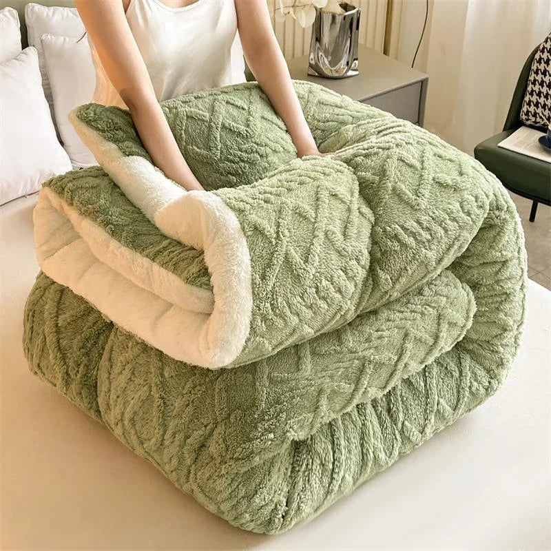 Soft Super Thick Winter Warm Blanket Artificial Lamb Cashmere Weighted Blankets for Beds Cozy Thicker Warmth Quilt Comforter