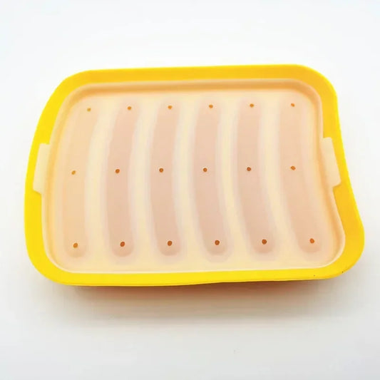 Silicone Food Grade Sausage Mould 6 Cavity Homemade Ham Hot Dog Making Tray Household Cake Baking Molds with Lid Kitchen Tools