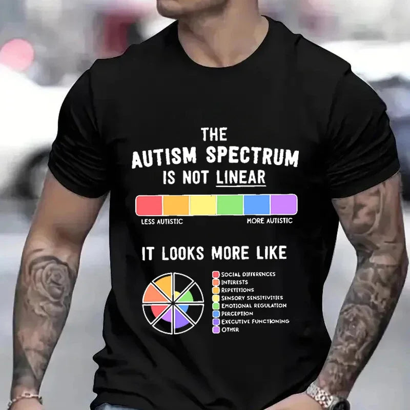 T Shirt for Men Summer  Tops Autism Spectrum Tshirts O-neck Men Clothing Autism Awareness Men Tee Shirts Plus Size Male Clothes