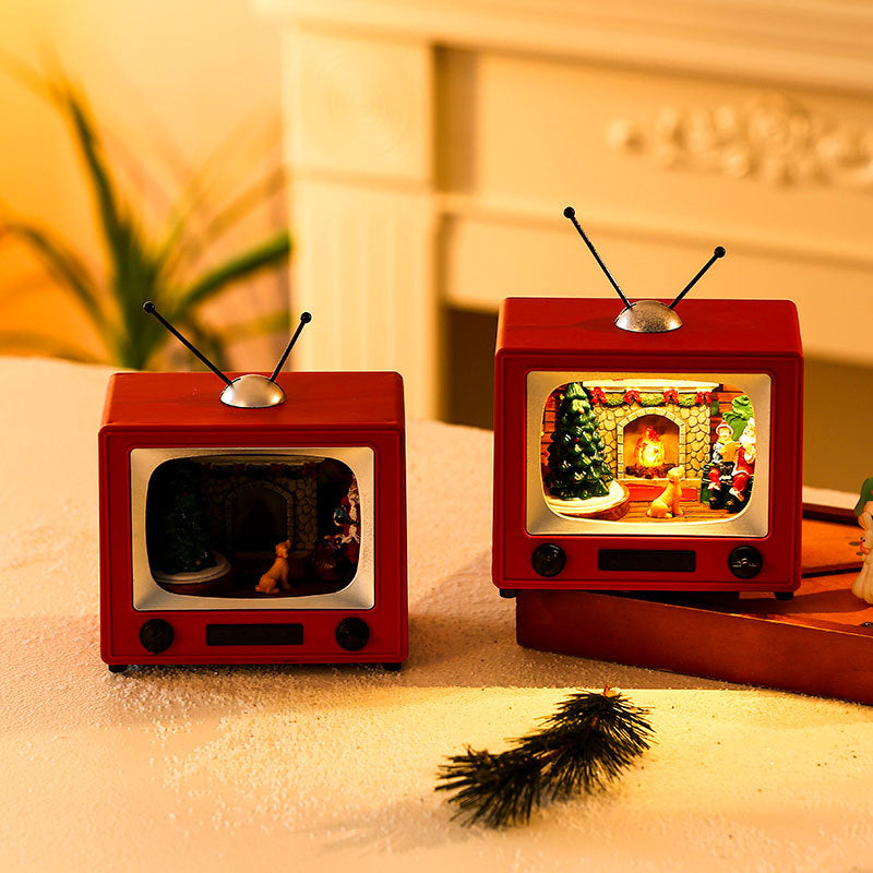 Christmas gifts will spin with music, resin TV, desktop ornaments, Christmas decorations