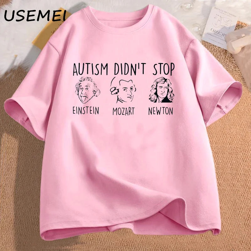 Autism Didn't Stop T-Shirt Women Men Funny Grpahic Tees Autism Teacher T Shirt Casual Cotton Short Sleeve Tshirts Streetwear