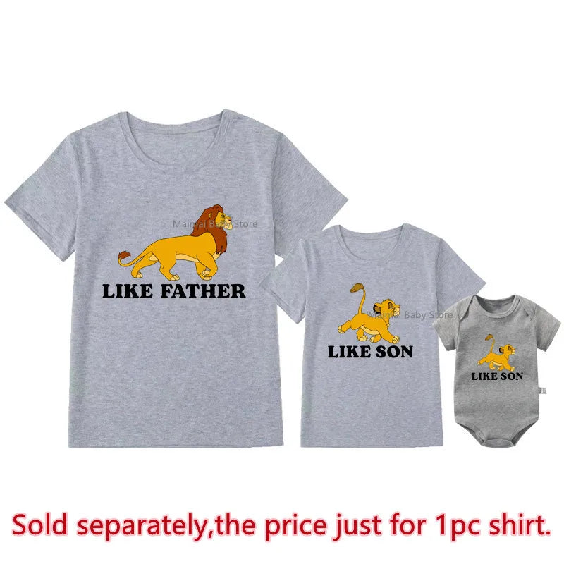 New Disney The Lion King Shirts Like Father Like Son Family Matching Outfits Cotton Daddy and Me Simba Mufasa Tshirt Dad Gifts