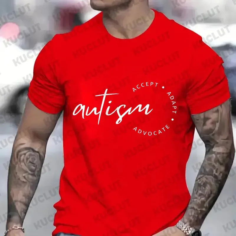 Men Tees Autism Awareness Tees Graphic Clothing Printed Tshirt Y2K Fashion Men's Autism Accept T-shirt Male Streetwear Tops