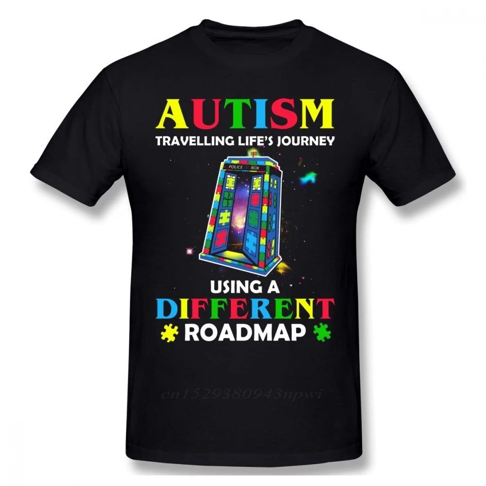 Autism T Shirt Autism Shirt Traveling Life S Journey Using A Different Roadmap T-Shirt Short Sleeve Fashion Tee Shirt Tshirt