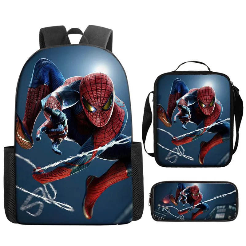 3pcs/set Kids Spiderman School Bags For Boys Girls 16inch Marvel Superhero Backpack Children Primary Book Bag Schoolbag