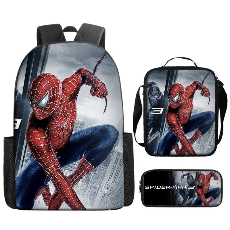 3pcs/set Kids Spiderman School Bags For Boys Girls 16inch Marvel Superhero Backpack Children Primary Book Bag Schoolbag