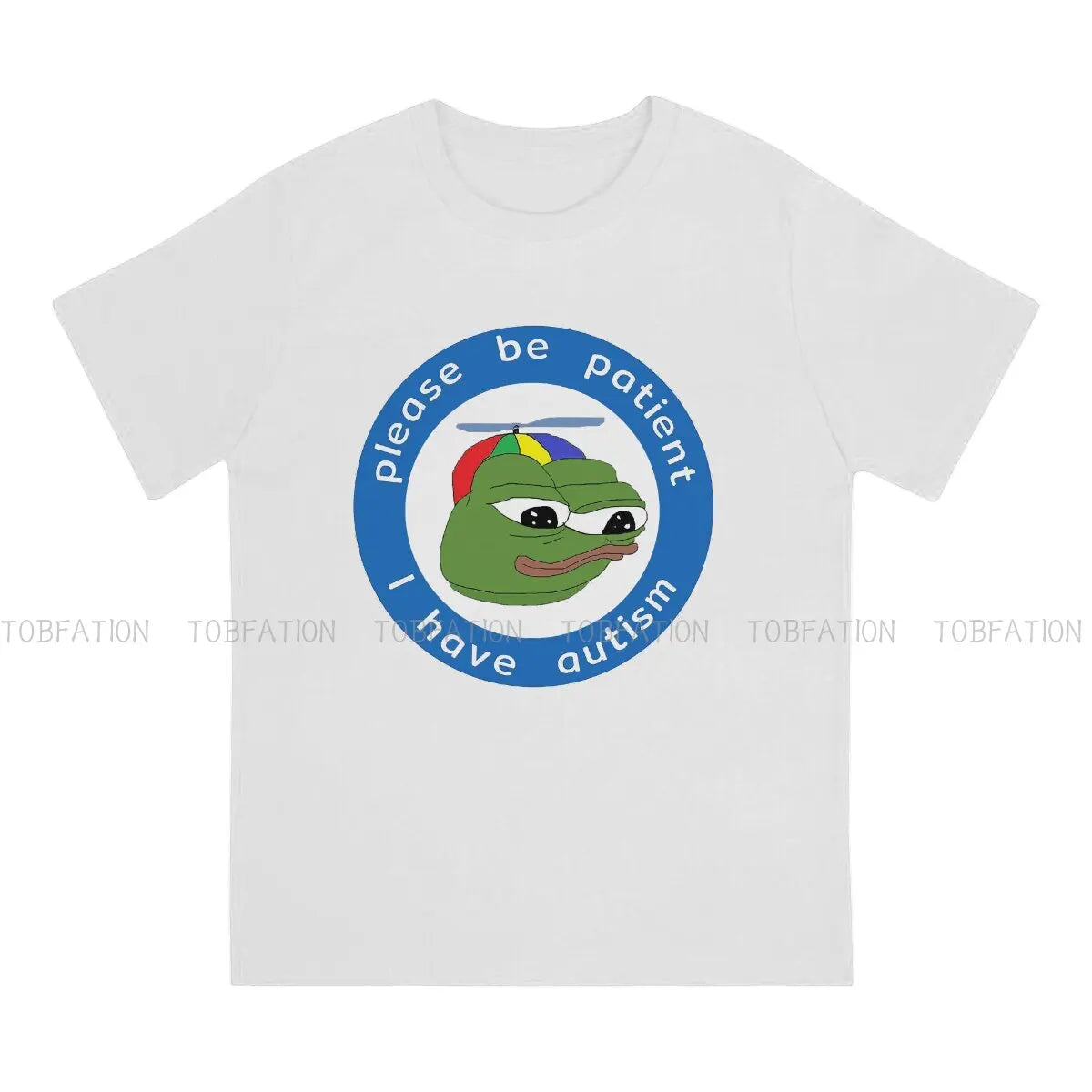 Pe Pe Green Frog TShirt for Men Please Be Patient Autism  Humor Summer Sweatshirts T Shirt High Quality New Design Loose