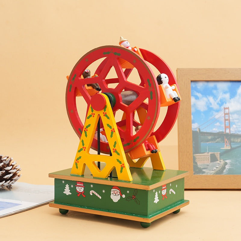 Christmas New Carousel Wooden Music Box Christmas Ferris Wheel Children's Toys Christmas Gifts