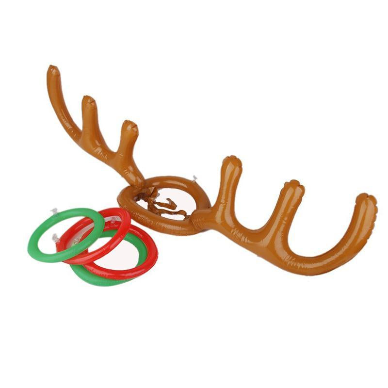 Inflatable Santa Funny Reindeer Antler Hat Ring Toss Christmas Holiday Party Game Supplies Toys