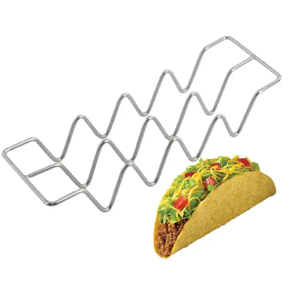 1pcs Stainless Steel Taco Holders Wave Shape Mexican Food Rack Hard Shells Hot Dog Holder Stand Rack Display Kitchen Gadgets