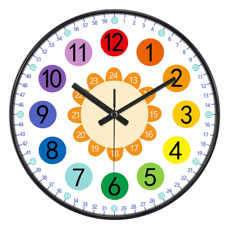 8 Inch Early Childhood Education Learning Silent Wall Clock Living Room Home Bedroom Clock Children's Room New Non Perforated Clock