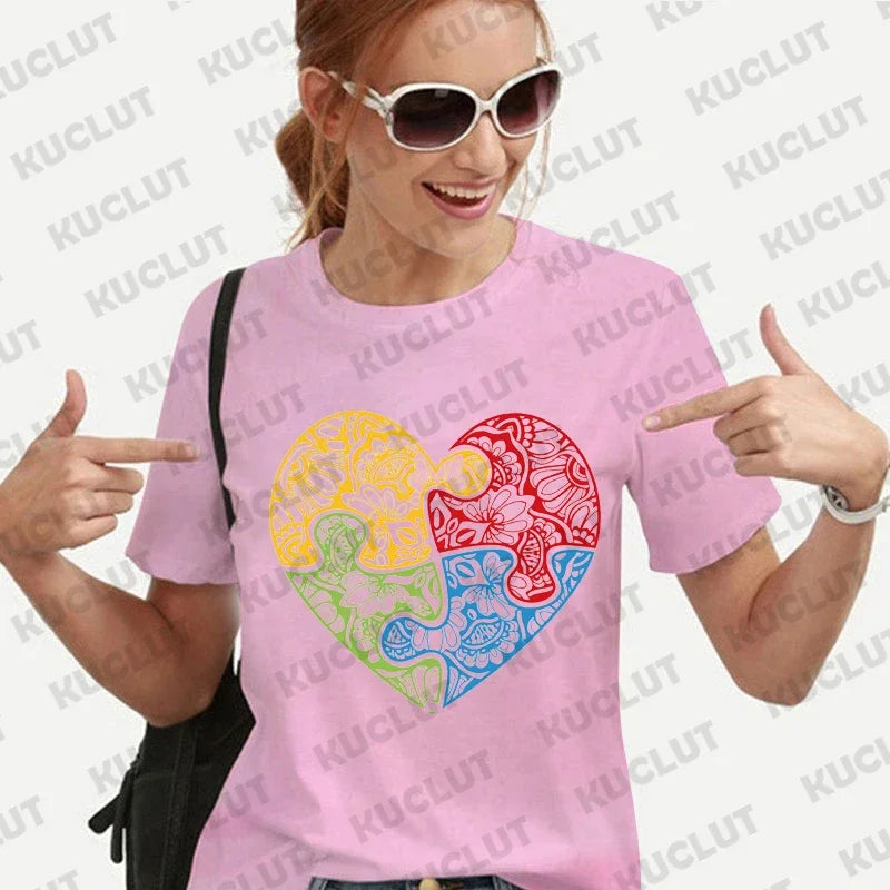 Autism Accept Love Shirt for Women Neurodiversity T-shirts Autism Awareness Tshirt Everyone Communicate Differently Tee Y2k Tops