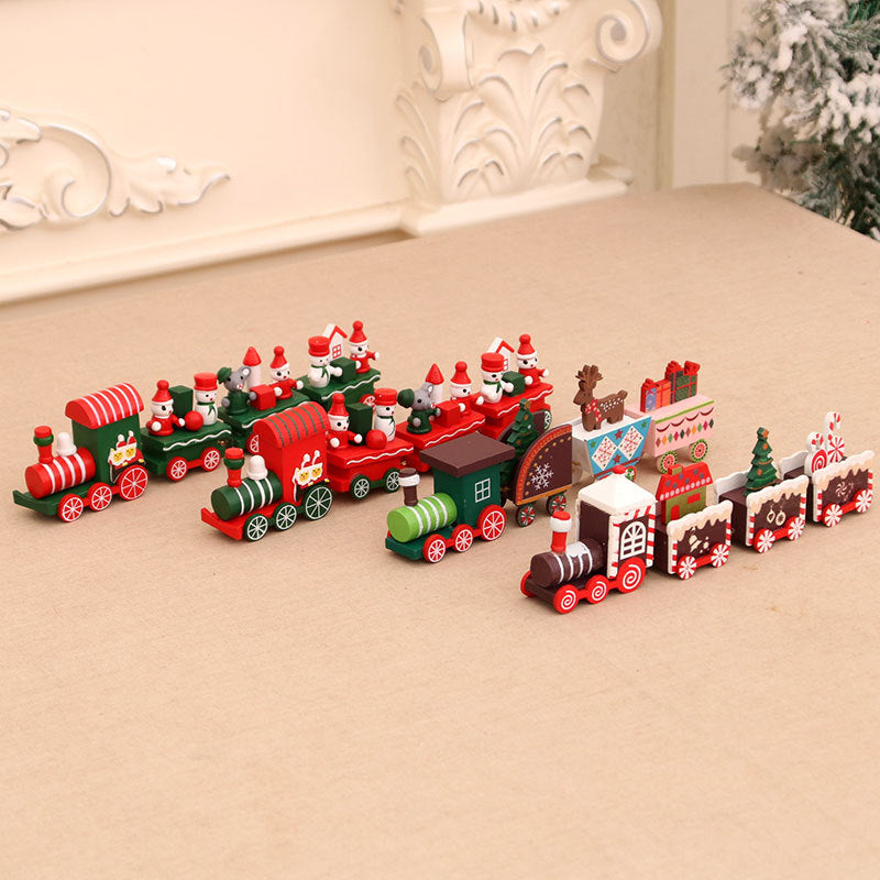 Christmas decorations wooden trains children's kindergartens holiday gifts Christmas ornaments gifts